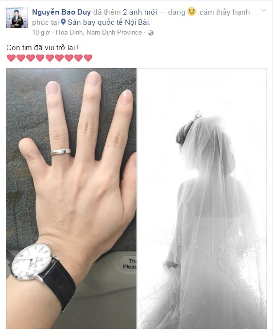 Bảo Duy đăng hình đeo nhẫn cưới và úp mở ảnh cô dâu sau khi ly hôn Phi Thanh Vân - Ảnh 1 Bảo Duy đăng hình đeo nhẫn cưới và úp mở ảnh cô dâu sau khi ly hôn Phi Thanh Vân - Ảnh 1