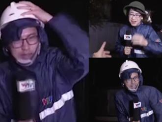 Xúc động hình ảnh “dấn thân” đưa tin của Phóng viên VTV: Bị gió quật nghiêng ngả khi tác nghiệp tại hiện trường bão Noru