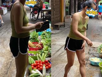 Cô gái mặc áo cắt xẻ táo bạo ra chợ còn cho vòng một 'đi chơi xa' khiến dân tình nóng mắt
